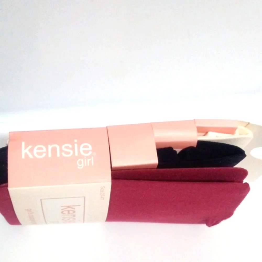 KENSIE GIRL OPAQUE TIGHTS - Burgundy - 3-Pair Set - Toddler Size 2T-4T NWT